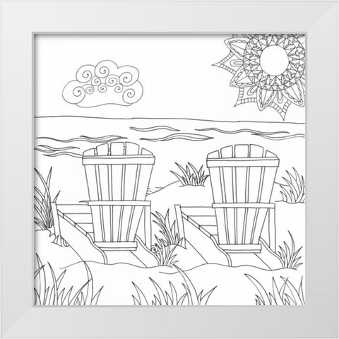 Beach Day White Modern Wood Framed Art Print by Varacek, Pam