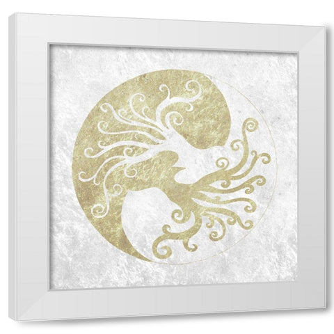 2 Trees White Modern Wood Framed Art Print by Varacek, Pam