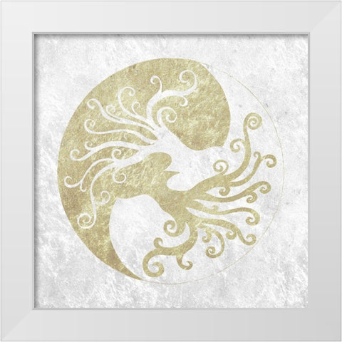 2 Trees White Modern Wood Framed Art Print by Varacek, Pam