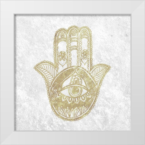Gold Hamsa White Modern Wood Framed Art Print by Varacek, Pam