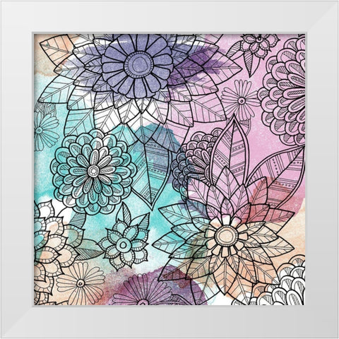 Watercolor Bouquet 2 White Modern Wood Framed Art Print by Varacek, Pam