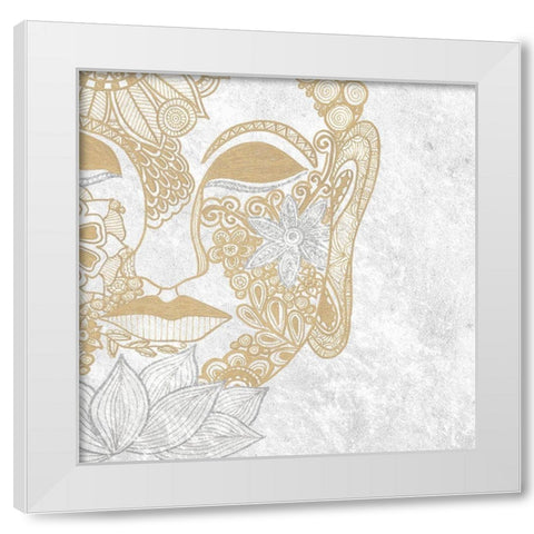 Buddha Bling Square White Modern Wood Framed Art Print by Varacek, Pam