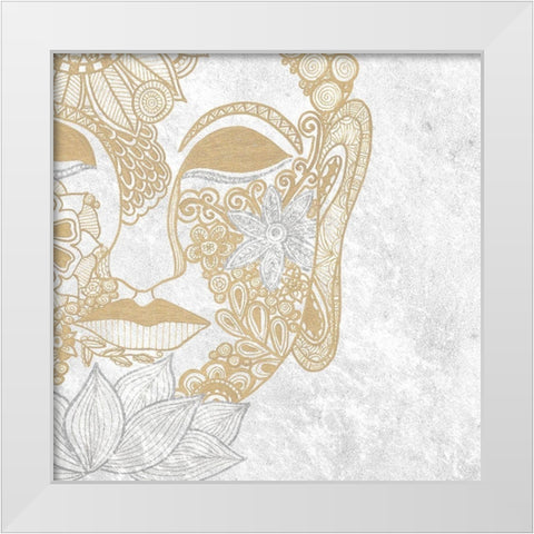 Buddha Bling Square White Modern Wood Framed Art Print by Varacek, Pam