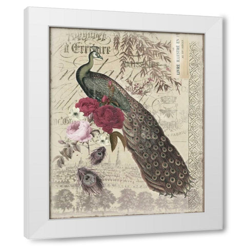 New Peacock 1 White Modern Wood Framed Art Print by Allen, Candace