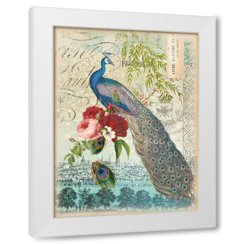 New Peacock 1 White Modern Wood Framed Art Print by Lula Bijoux and Company