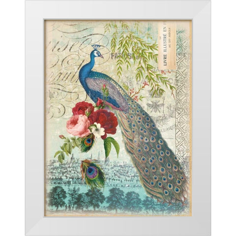 New Peacock 1 White Modern Wood Framed Art Print by Lula Bijoux and Company