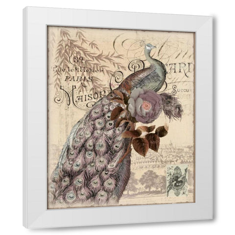 New Peacocks 2 White Modern Wood Framed Art Print by Allen, Candace