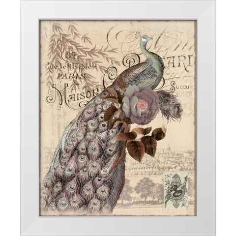 New Peacocks 2 White Modern Wood Framed Art Print by Allen, Candace