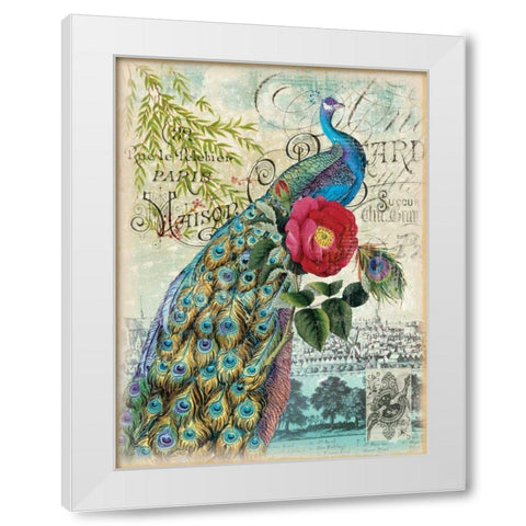 New Peacocks 2 White Modern Wood Framed Art Print by Lula Bijoux and Company