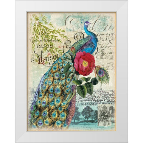 New Peacocks 2 White Modern Wood Framed Art Print by Lula Bijoux and Company