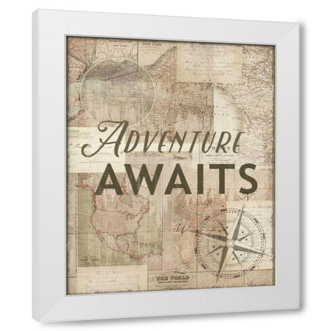 Adventure Awaits Recolor White Modern Wood Framed Art Print by Allen, Candace