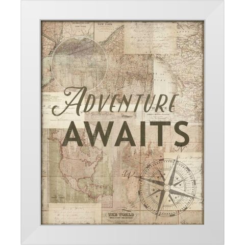 Adventure Awaits Recolor White Modern Wood Framed Art Print by Allen, Candace