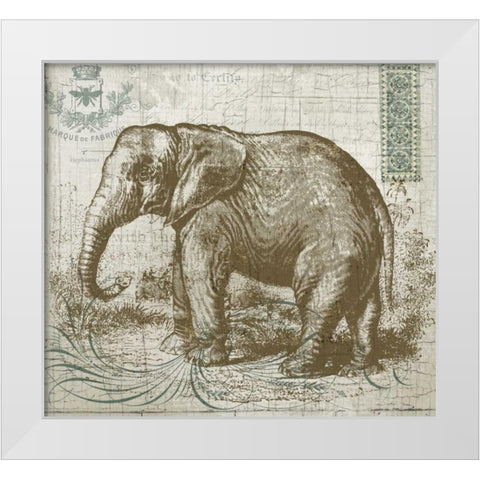 Elegant Safari Elephant 1 White Modern Wood Framed Art Print by Allen, Candace