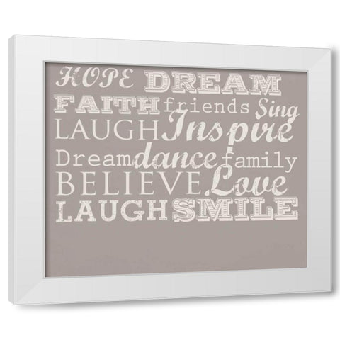 Taupe Inspire 1 LulaB White Modern Wood Framed Art Print by Allen, Candace