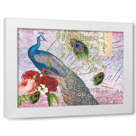 Peacock 112 Plum White Modern Wood Framed Art Print by Lula Bijoux and Company