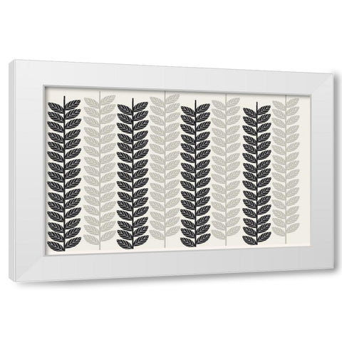 1613 Flora Noir Leaves White Modern Wood Framed Art Print by Allen, Candace