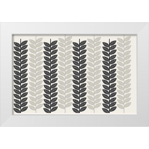 1613 Flora Noir Leaves White Modern Wood Framed Art Print by Allen, Candace