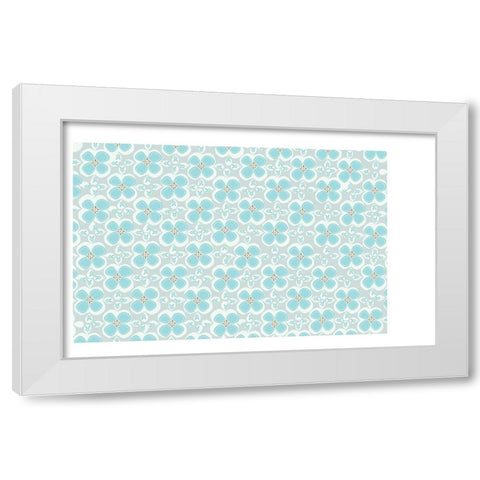 Folksy Florals BlueGrey Coordinate White Modern Wood Framed Art Print by Allen, Candace