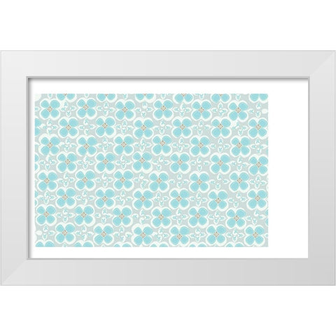Folksy Florals BlueGrey Coordinate White Modern Wood Framed Art Print by Allen, Candace