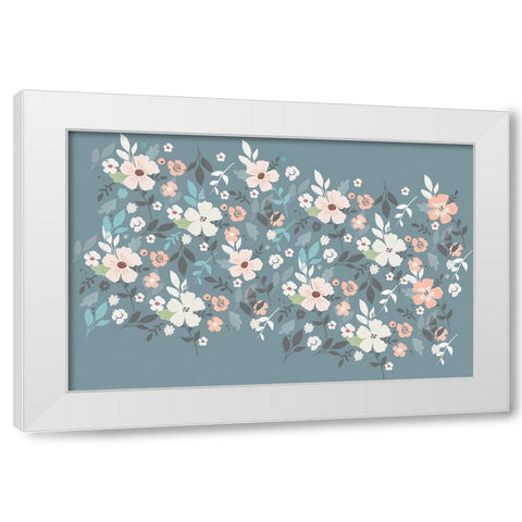 Folksy Flora Grey Floral Scatter White Modern Wood Framed Art Print by Allen, Candace