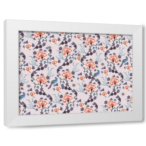 Kimono Quilt Floral 1 White Modern Wood Framed Art Print by Allen, Candace