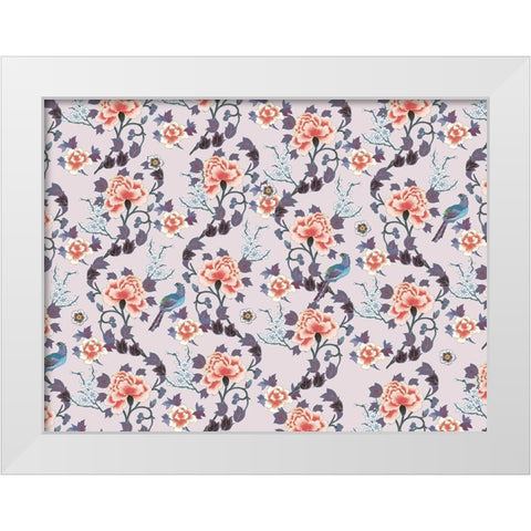 Kimono Quilt Floral 1 White Modern Wood Framed Art Print by Allen, Candace