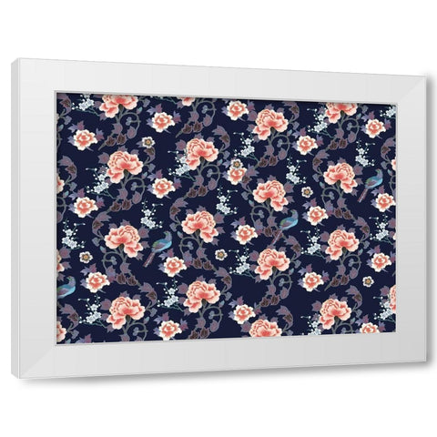 Kimono Quilt Floral 3 White Modern Wood Framed Art Print by Allen, Candace