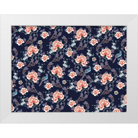 Kimono Quilt Floral 3 White Modern Wood Framed Art Print by Allen, Candace