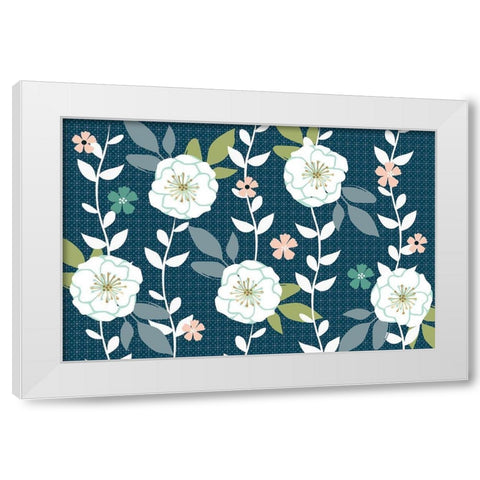 Folksy Floral Dark White Modern Wood Framed Art Print by Allen, Candace