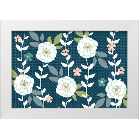 Folksy Floral Dark White Modern Wood Framed Art Print by Allen, Candace
