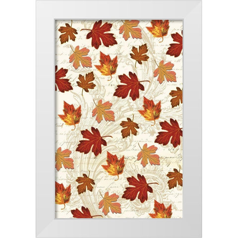 Welcome Fall Leaves Swirl 1 White Modern Wood Framed Art Print by Allen, Candace