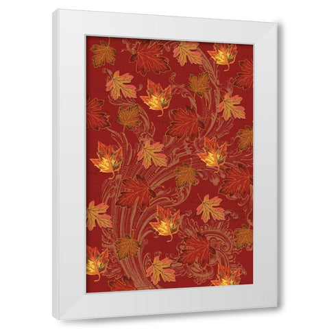 Welcome Fall Leaves Swirl 2 White Modern Wood Framed Art Print by Allen, Candace