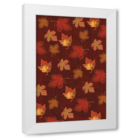 Welcome Fall Leaves Swirl 3 White Modern Wood Framed Art Print by Allen, Candace