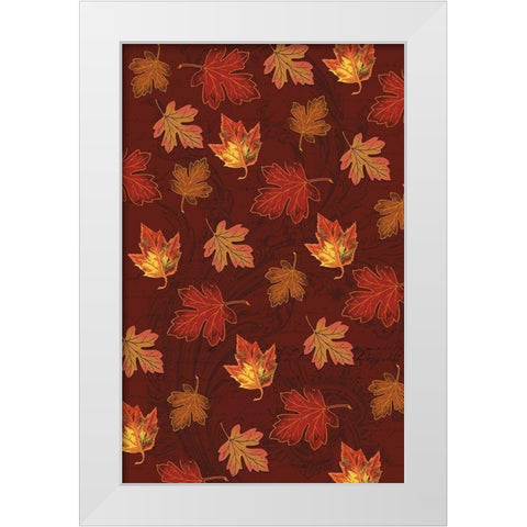 Welcome Fall Leaves Swirl 3 White Modern Wood Framed Art Print by Allen, Candace