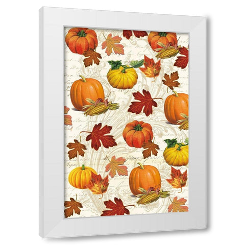 Welcome Fall Pumpkins 1 White Modern Wood Framed Art Print by Allen, Candace
