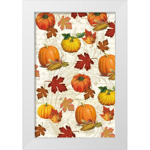 Welcome Fall Pumpkins 1 White Modern Wood Framed Art Print by Allen, Candace