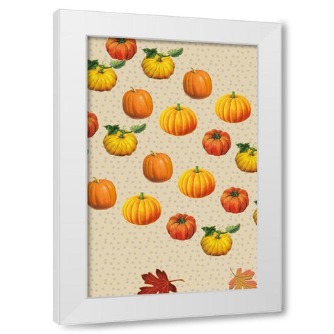 Welcome Fall Pumpkin and Dots White Modern Wood Framed Art Print by Allen, Candace