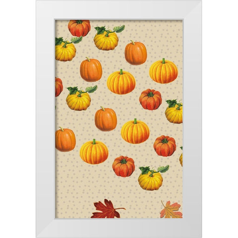 Welcome Fall Pumpkin and Dots White Modern Wood Framed Art Print by Allen, Candace