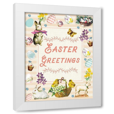 Easter Greetings Main White Modern Wood Framed Art Print by Lula Bijoux and Company