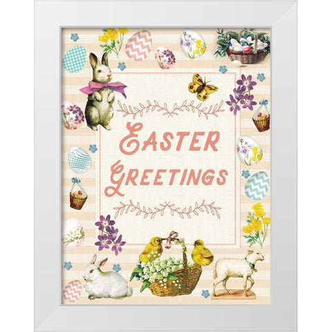 Easter Greetings Main White Modern Wood Framed Art Print by Lula Bijoux and Company