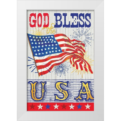 USA BLESS White Modern Wood Framed Art Print by Lula Bijoux and Company