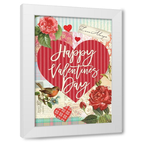 Valentine Flag 1 White Modern Wood Framed Art Print by Lula Bijoux and Company