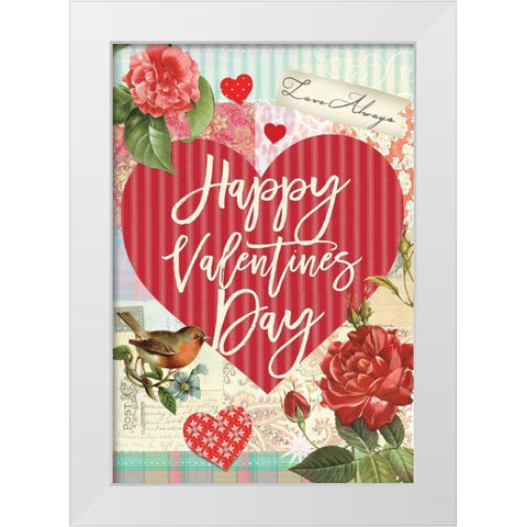 Valentine Flag 1 White Modern Wood Framed Art Print by Lula Bijoux and Company