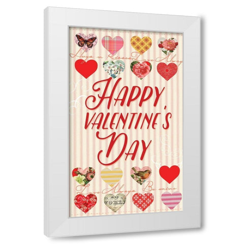 Valentine Flag 3 White Modern Wood Framed Art Print by Lula Bijoux and Company