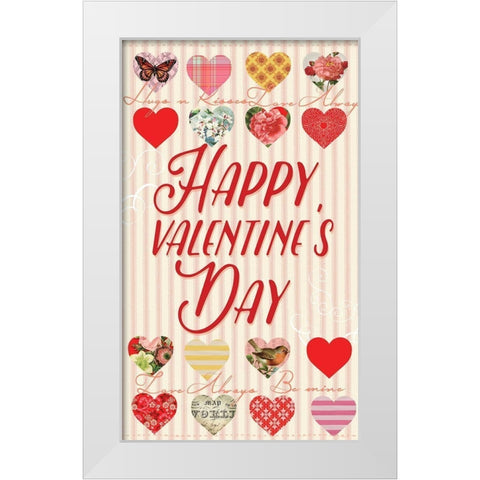 Valentine Flag 3 White Modern Wood Framed Art Print by Lula Bijoux and Company