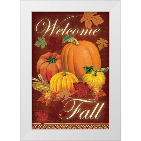 Welcome Fall White Modern Wood Framed Art Print by Lula Bijoux and Company