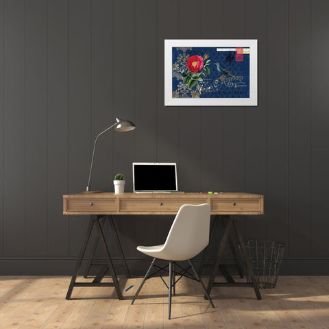 Botanical Birds White Modern Wood Framed Art Print by Lula Bijoux and Company