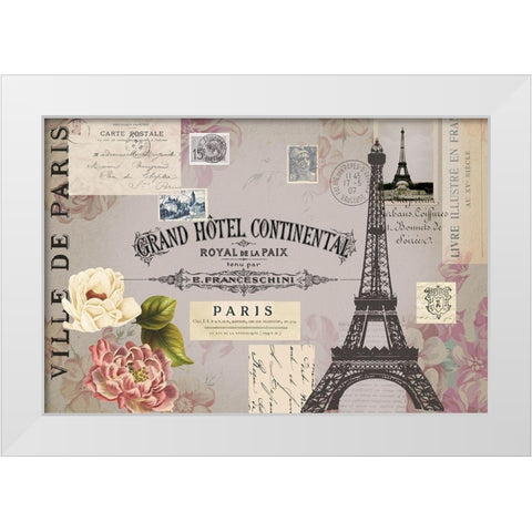 Paris Woodgrain Floral 2 White Modern Wood Framed Art Print by Lula Bijoux and Company