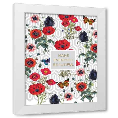 Bright Poppy Inspiration 1 White Modern Wood Framed Art Print by Lula Bijoux and Company