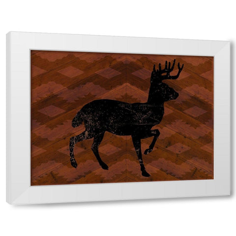 Cozy Cabin Deer White Modern Wood Framed Art Print by Lula Bijoux and Company